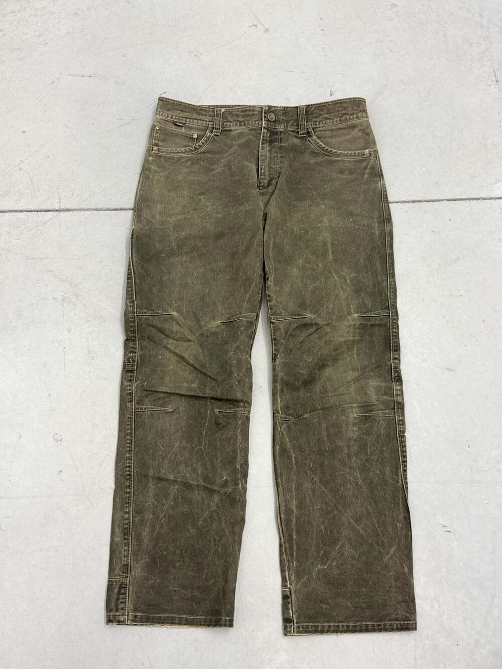 Kuhl Men 34x32 Green Waxed Canvas Cotton Blend Hiking Work Pants Utility Pants